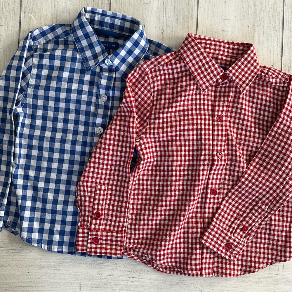Boys plaid button down shirts worn one time